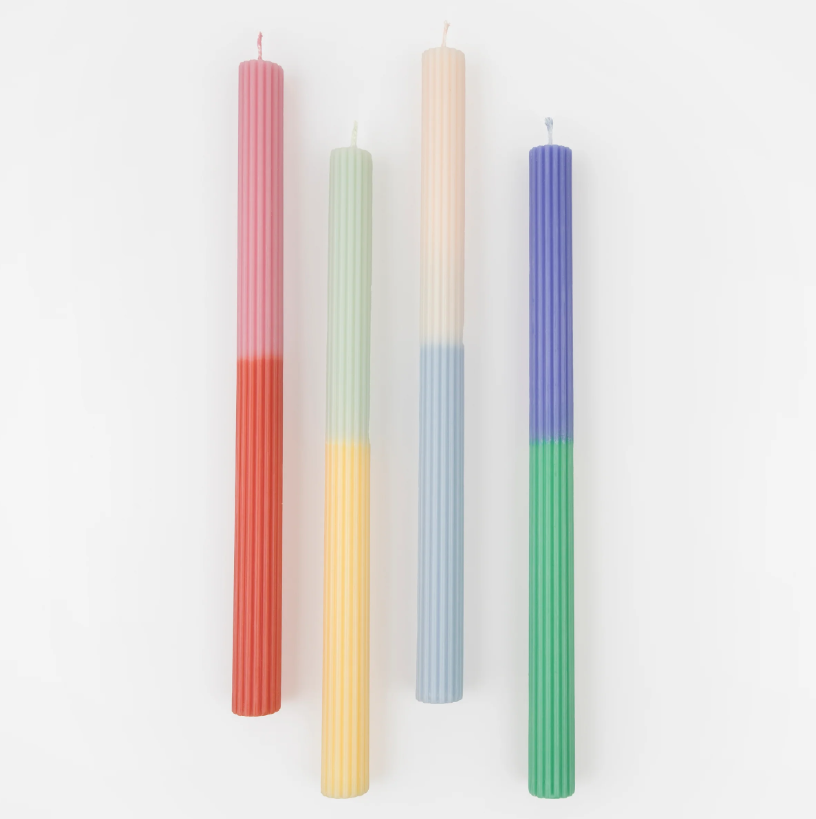Meri Meri - Multi Block Colour Table Candles - Renkli Uzun Masa Mumları (x4) Kategorisiz