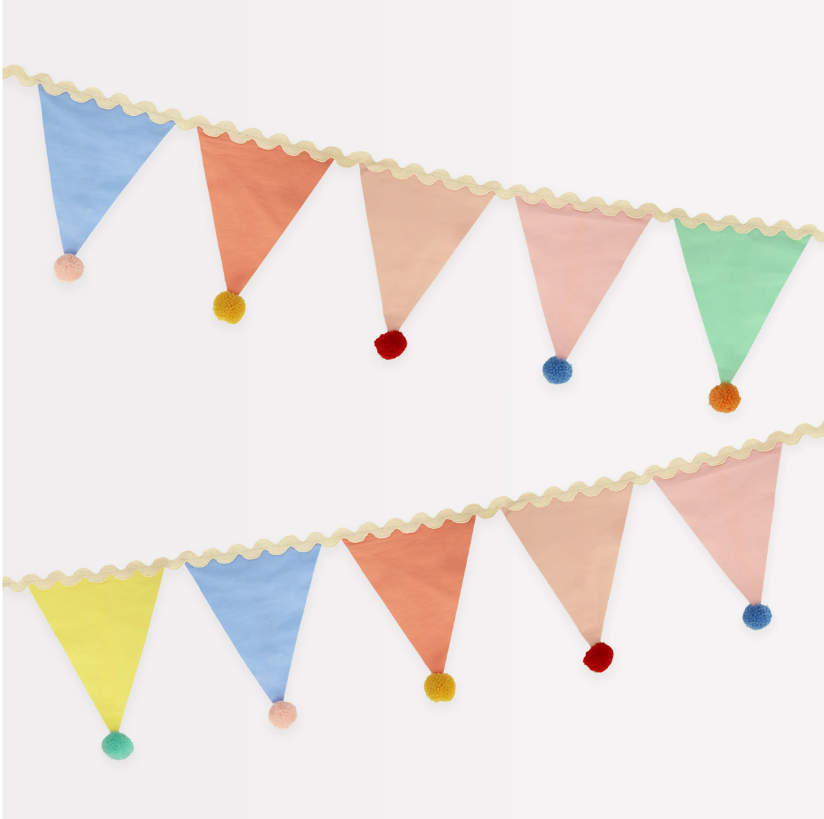 Meri Meri - Pastel Pom Pom Flag Garland - Pastel Pom Pom Bayrak Asılan Süs Kategorisiz