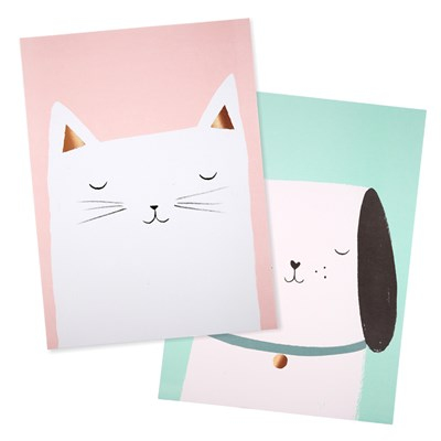 Meri Meri - Cat & Dog Art Prints - Kedi & Köpek Poster