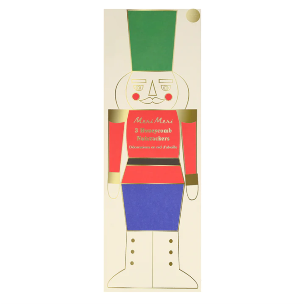 Meri Meri - Honeycomb Nutcracker Decorations - Nutcracker Dekorlar (3'lü) Masa Süsü