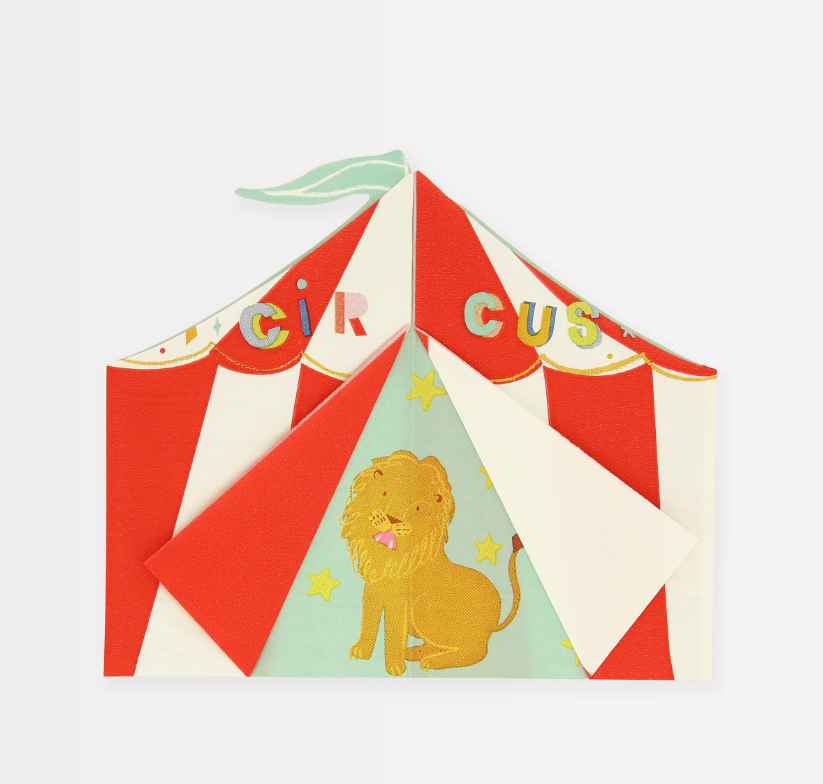Meri MeriMeri Meri - Circus Shaped Big Top Napkins - Şekilli Sirk Peçete (16'lı)276341