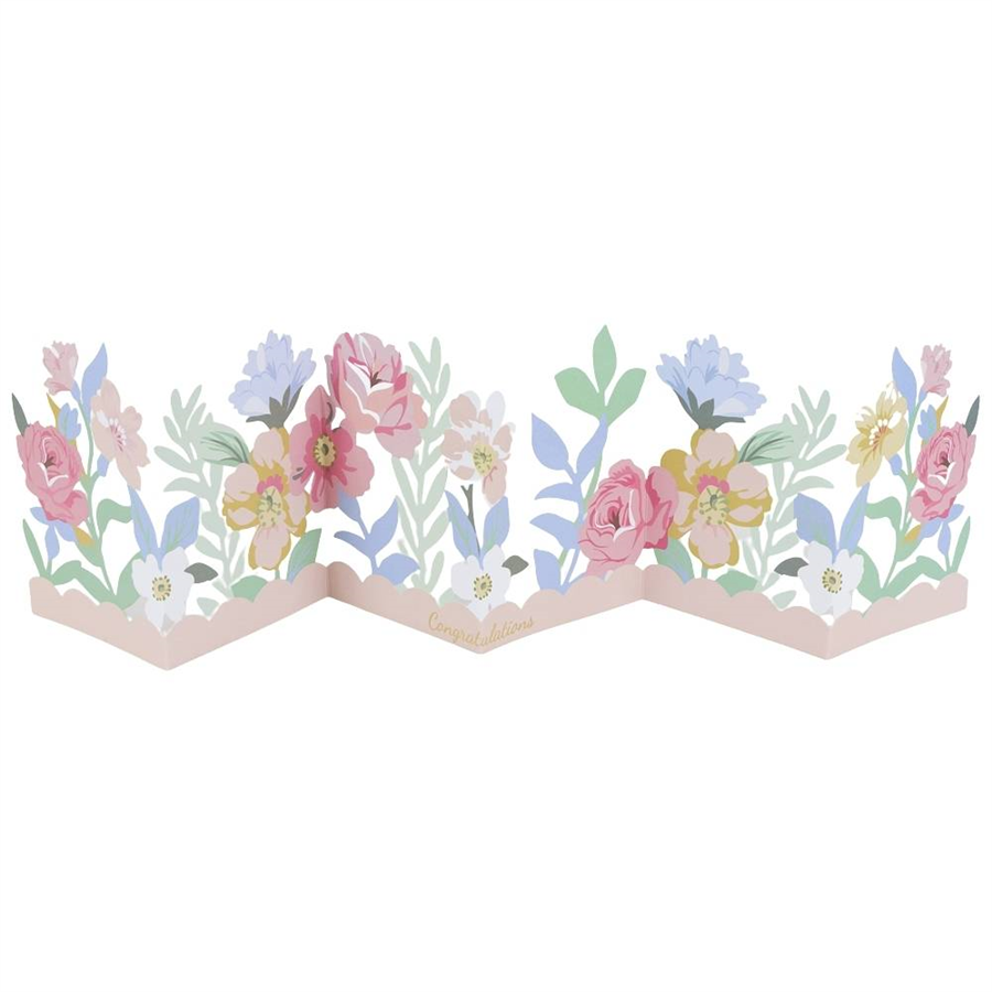 Meri MeriMeri Meri - Floral Congratulations Concertina Card - Çiçekli Tebrik Kartı302469