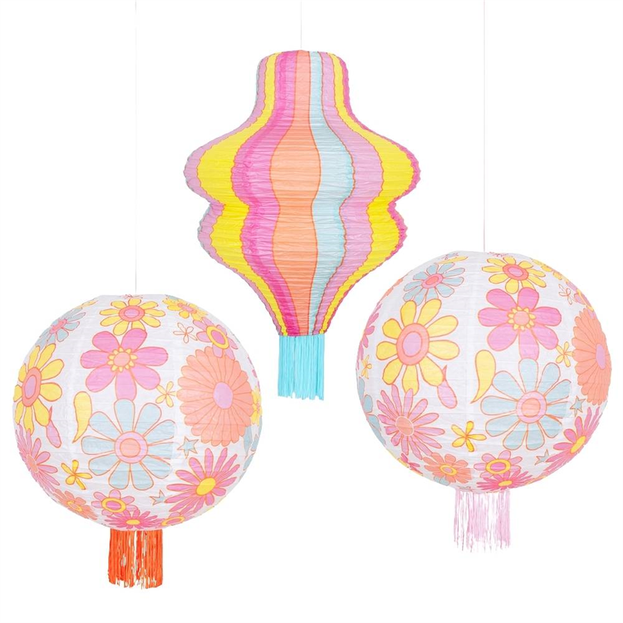 Meri MeriMeri Meri - Flower Power Lanterns - Flower Power Fenerler - 3 Adet300885