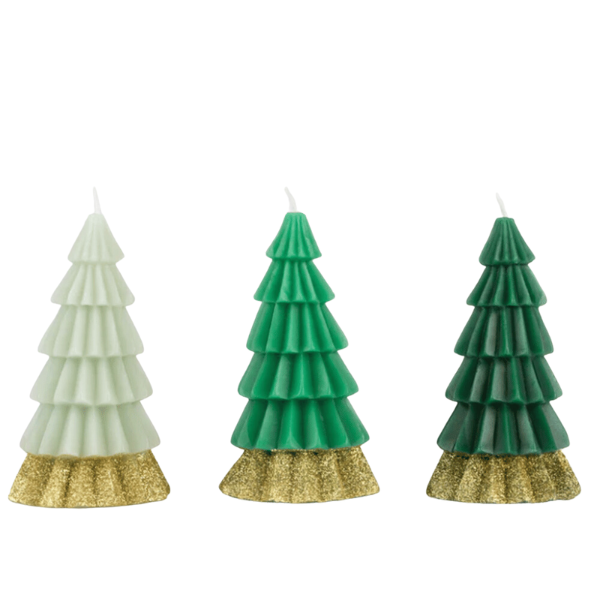 Meri MeriMeri Meri - Green Tree Candles - Yeşil Ağaç Mumlar (3'lü)270985