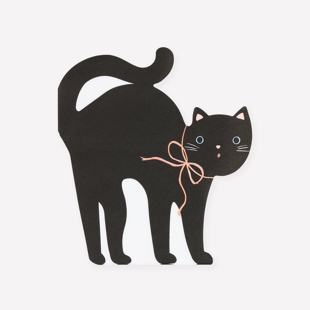 Meri MeriMeri Meri - Halloween - Cadılar Bayramı Kedi Şeklinde Peçete - 16 Adet303972