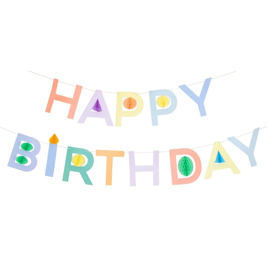 Meri MeriMeri Meri - Honeycomb Happy Birthday Garland Set - Petek Mutlu Yıllar Asılan Süs Seti299715