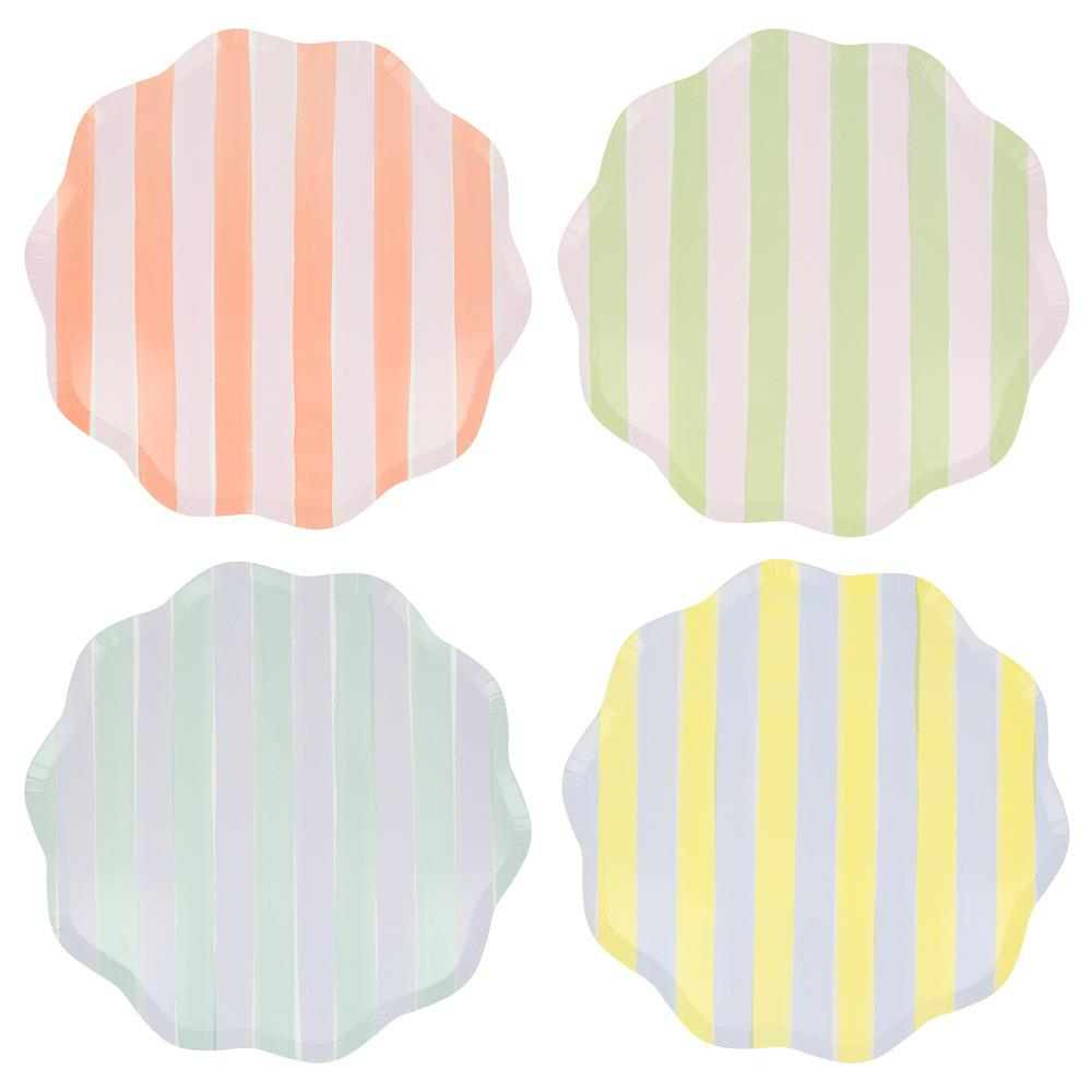 Meri MeriMeri Meri - Pastel Çizgili Tabaklar - L - 8 Adet282750