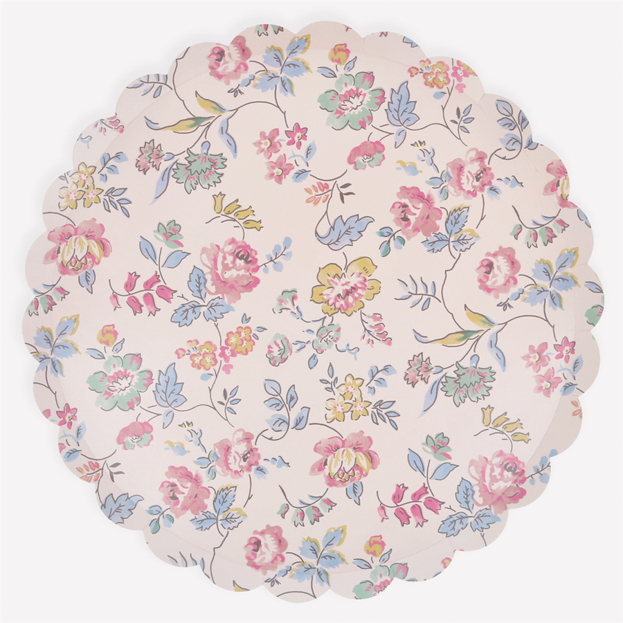 Meri MeriMeri Meri - Pembe Vintage Çiçek Desenli Tabaklar- L - 8 Adet296178