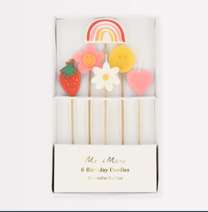 Meri Meri - Happy Face Icons Candles - Mutlu Yüz Semboller Mumlar (x6) Mumlar