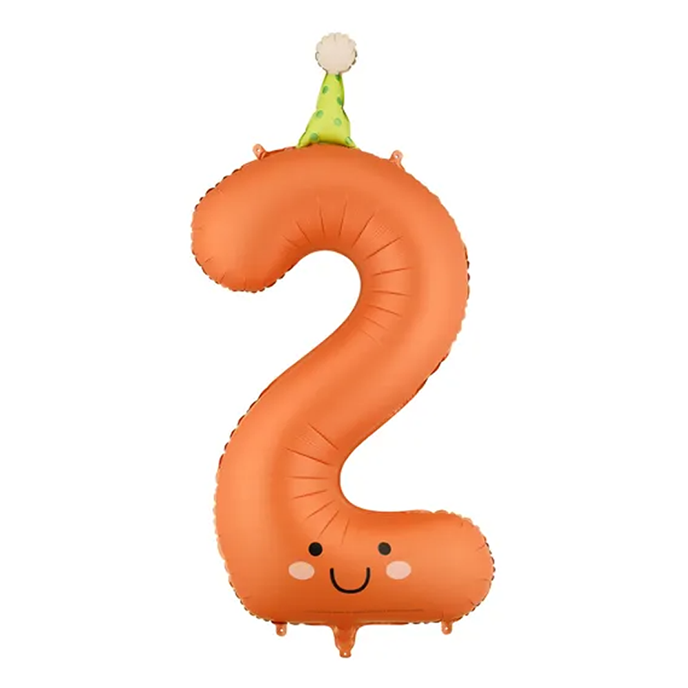 Party DecoParty Deco - Parti Şapkalı Turuncu Renk 2 Rakam Folyo Balon - 86 cmFB411T-2