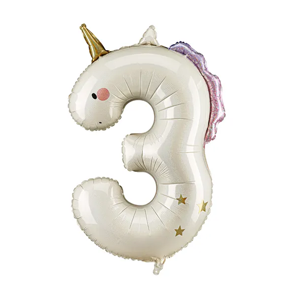 Party DecoParty Deco - Unicorn 3 Rakamı Folyo Balon - 93 cmFB359-3