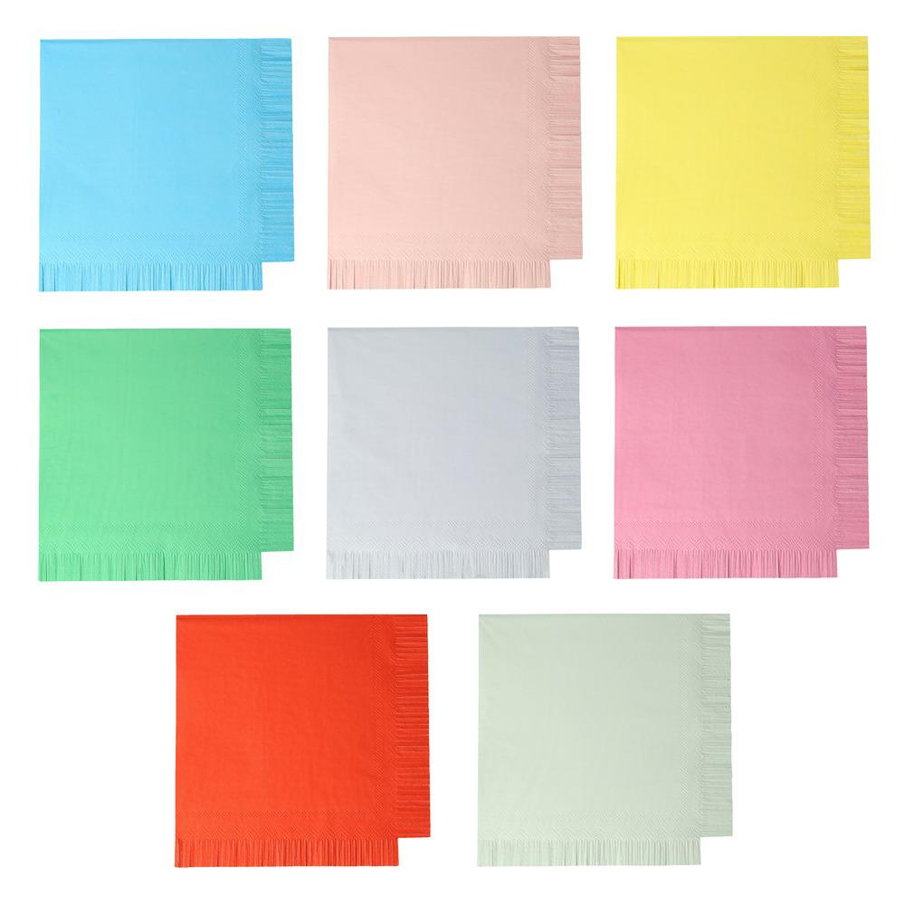 Meri Meri - Assorted Bright Large Napkins - Parlak Tonlar Peçeteler (L) (x16) Peçeteler