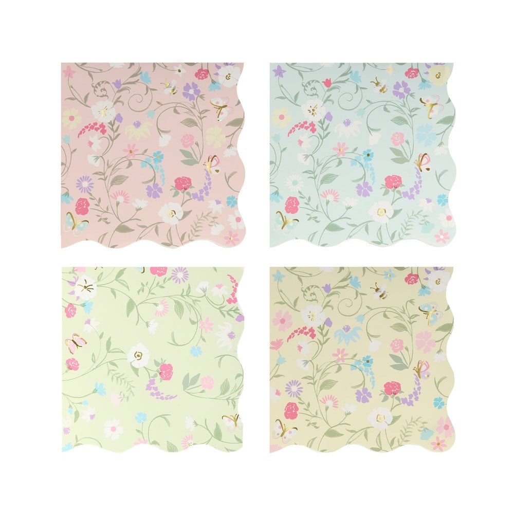 Meri Meri - Ladurée Floral Small Napkins - Ladurée Çiçekli Peçeteler - S - 16'lı Peçeteler