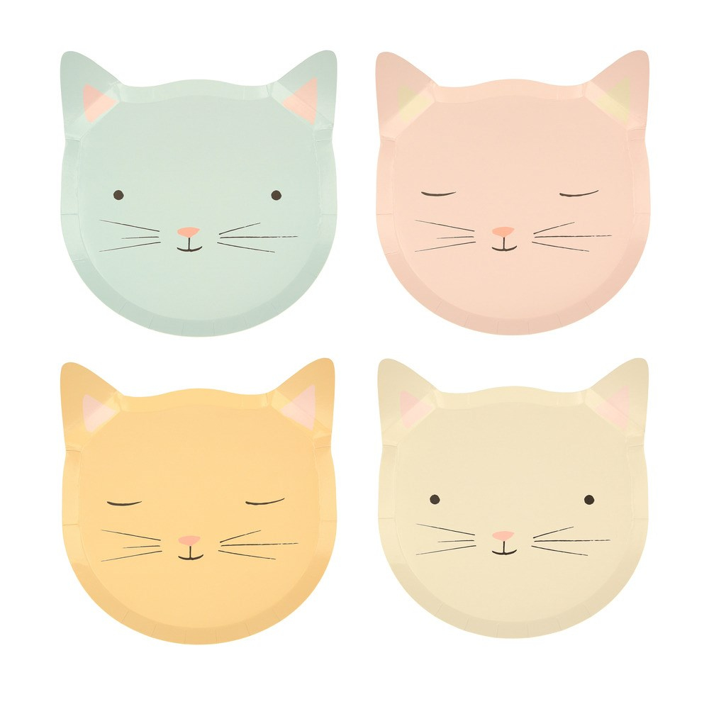 Meri Meri - Cat Plates - Kedi Tabaklar - 8'li Tabaklar