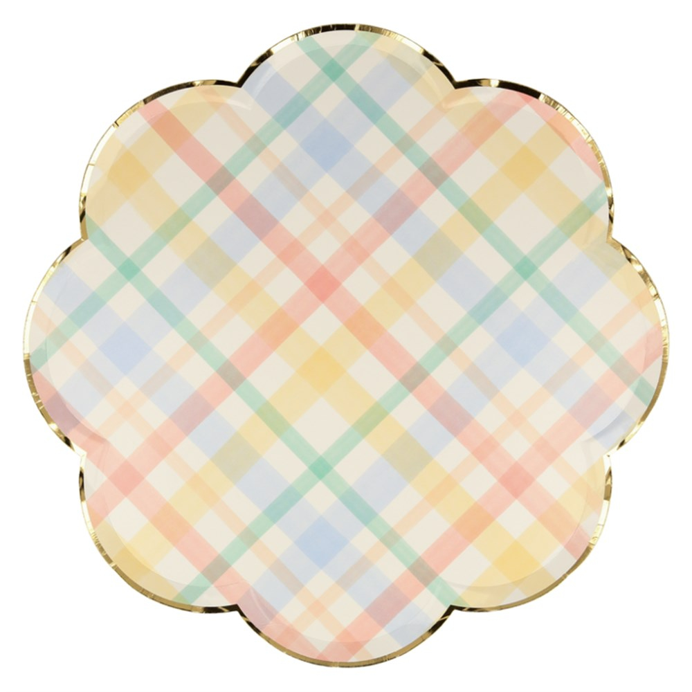 Meri Meri - Spring Plaid Dinner Plates - Bahar Yeri Tabaklar - L - 8'li Tabaklar