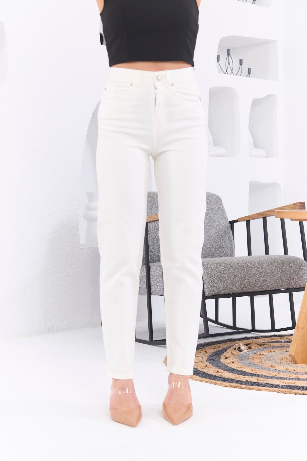 Rmg Mom Jeans Beyaz Pantolon