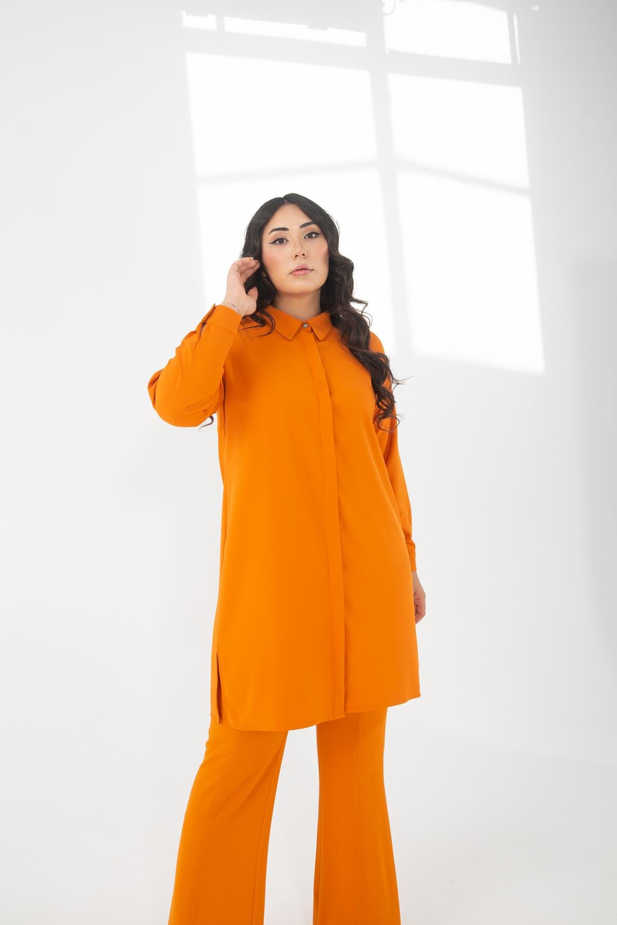Müsemma Büyük Beden Dokuma Kumaş Basic Erva Gömlek 23KGML-MUS0003