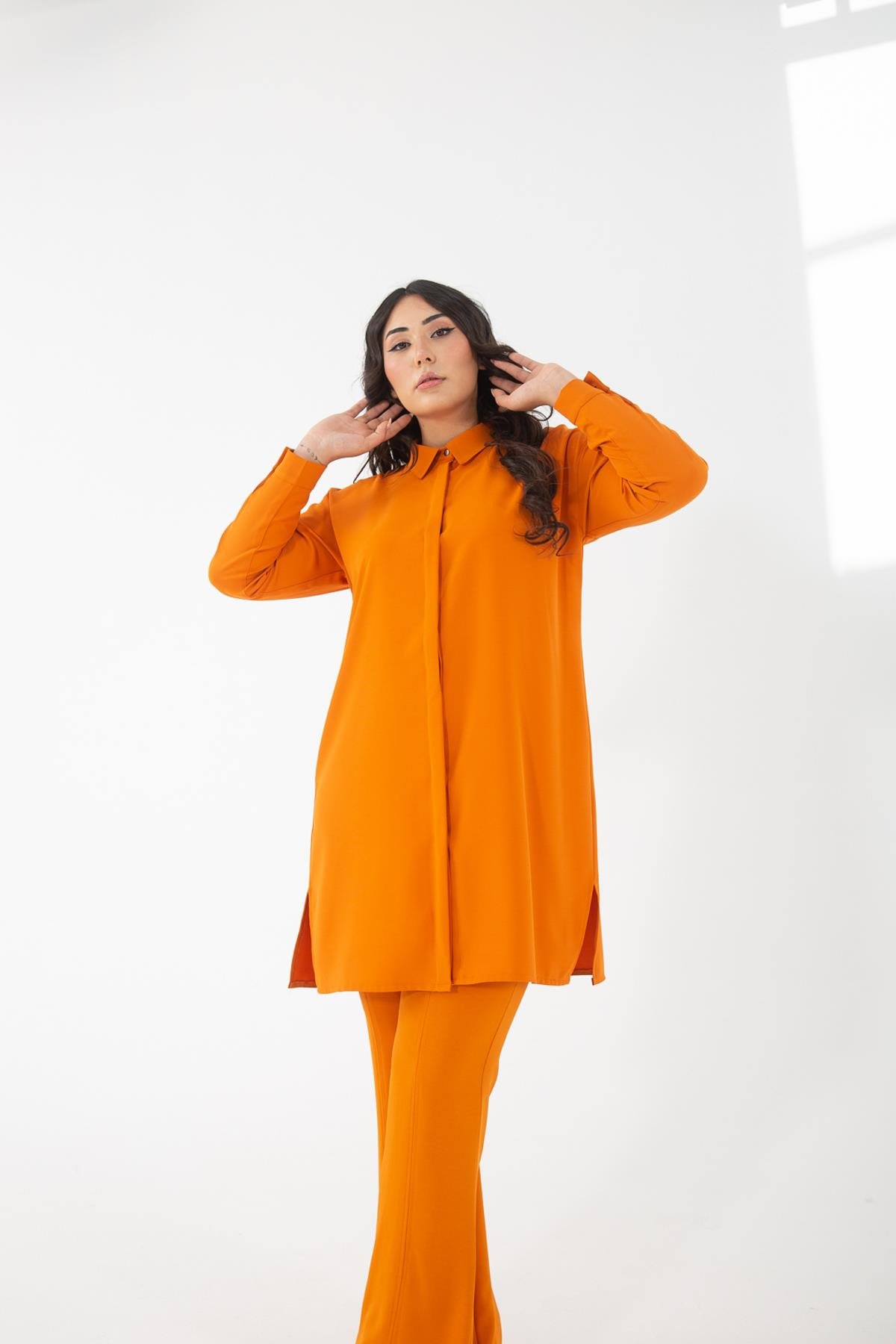 Müsemma Büyük Beden Dokuma Kumaş Basic Erva Gömlek 23KGML-MUS0003