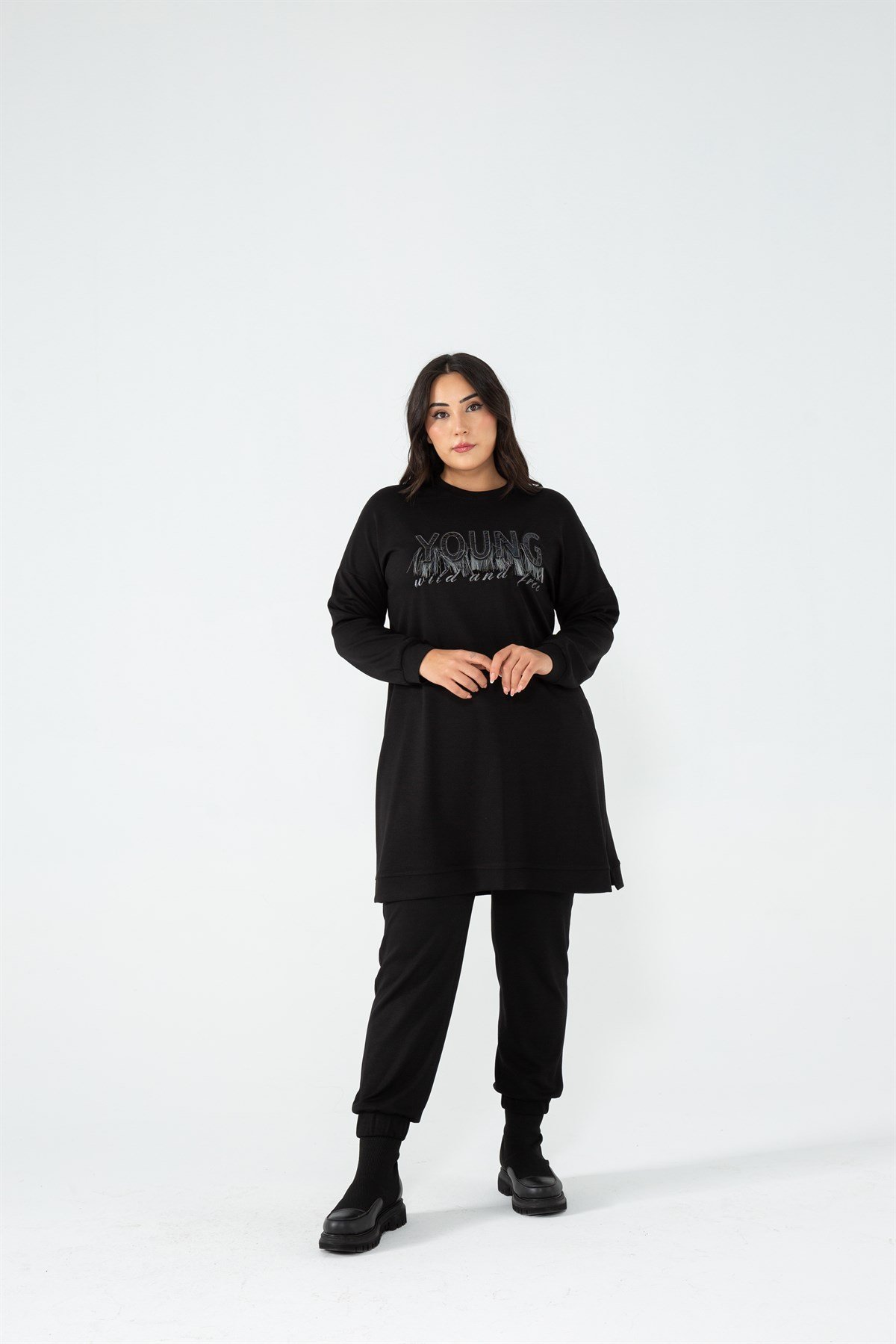 Müsemma Büyük Beden Örme Kumaş Almina Tunik 23KTNK-MUS0004