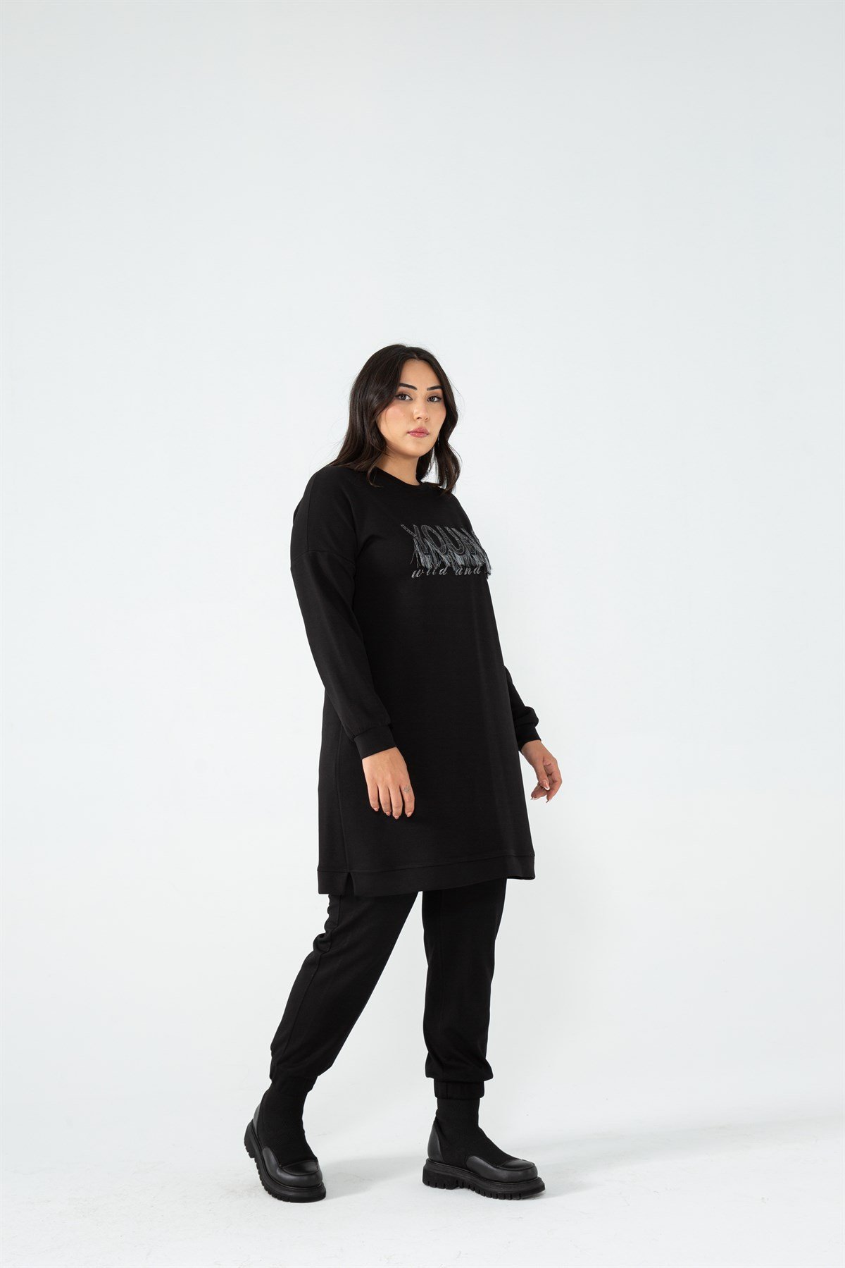 Müsemma Büyük Beden Örme Kumaş Almina Tunik 23KTNK-MUS0004