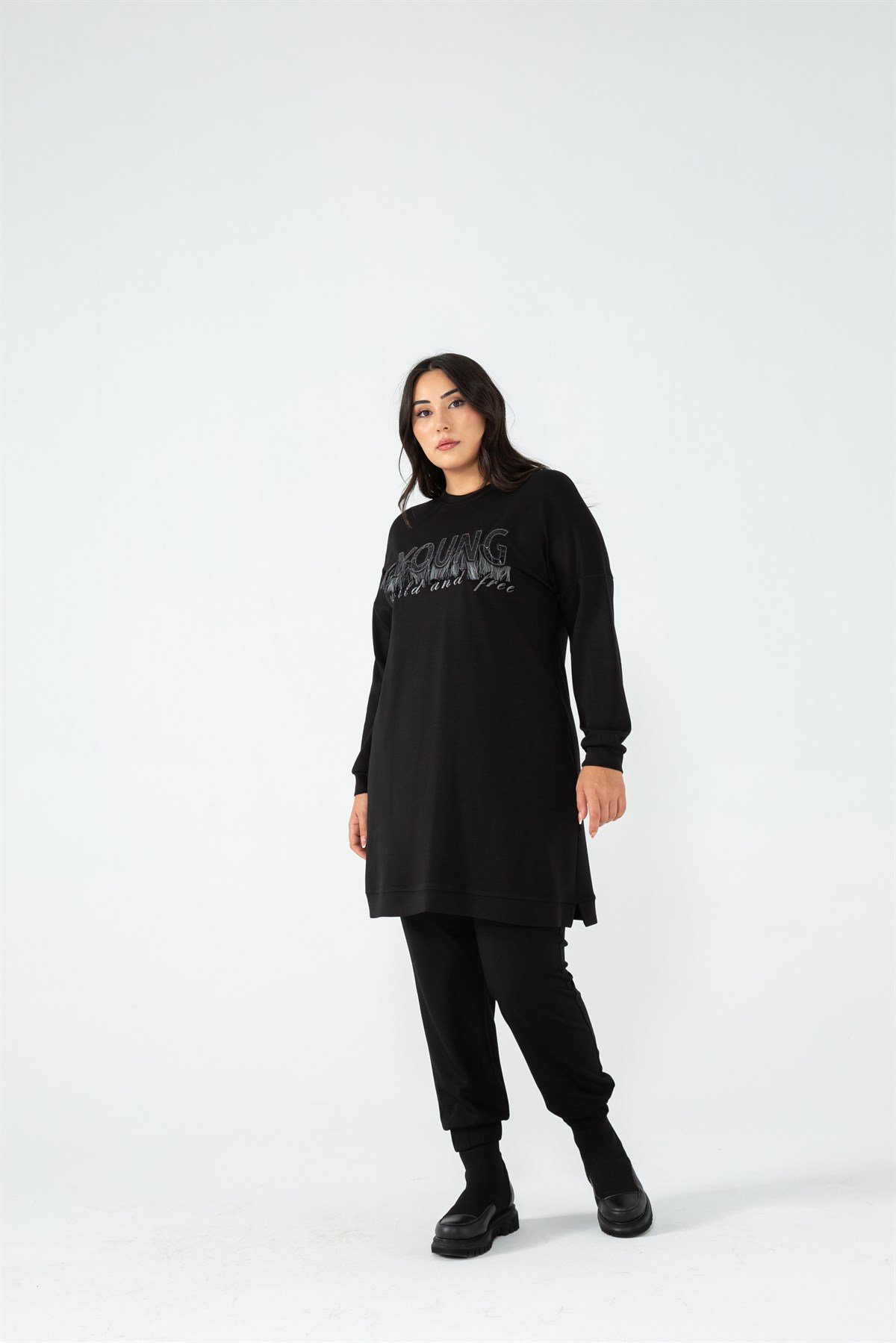 Müsemma Büyük Beden Örme Kumaş Almina Tunik 23KTNK-MUS0004