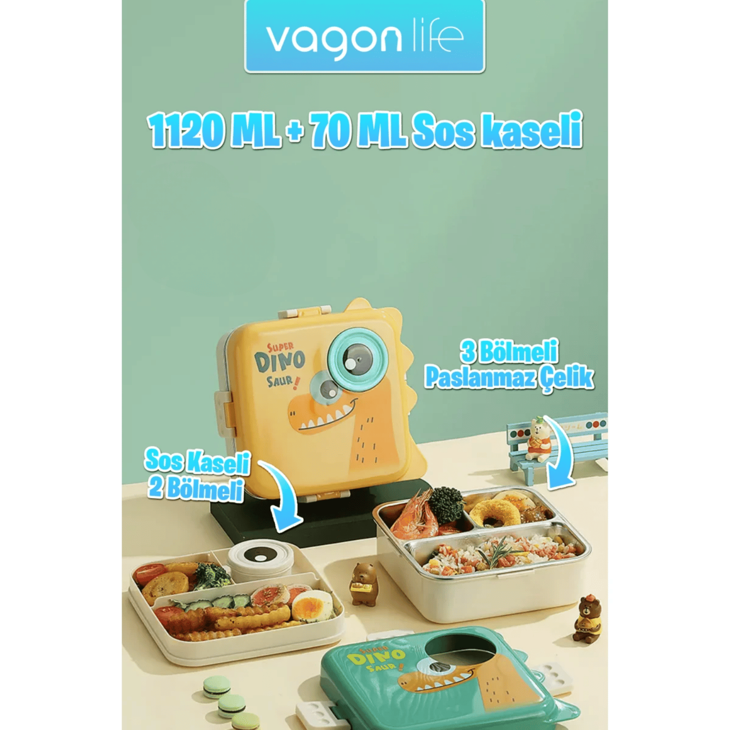 Vagonlife Lunch Box 1120 ml (Sızdırmaz,karışmaz Üç Bölmeli) Sos Kaseli Yeni Nesil Sefer TASI-FFLBOX10082Vagonlife Lunch Box 1120 ml (Sızdırmaz,karışmaz Üç Bölmeli) Sos Kaseli Yeni Nesil Sefer TASI-FFLBOX10082