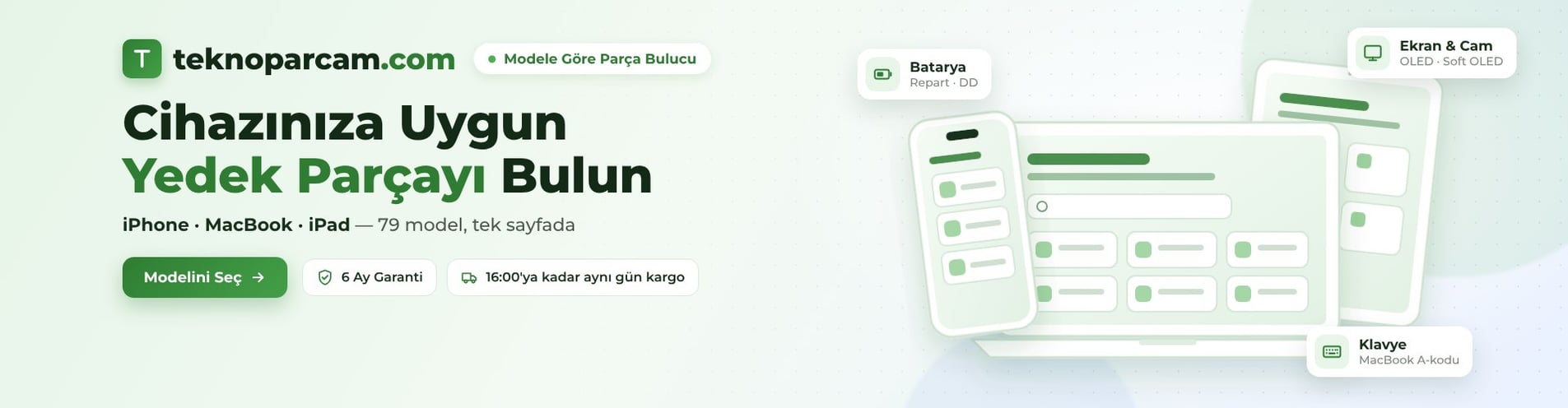Cihazınıza uygun yedek parçayı bulun - modele göre parça bulucu