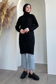 Simli Fitilli Siyah Tunik