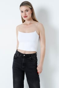 Kısa Crop Atlet Beyaz
