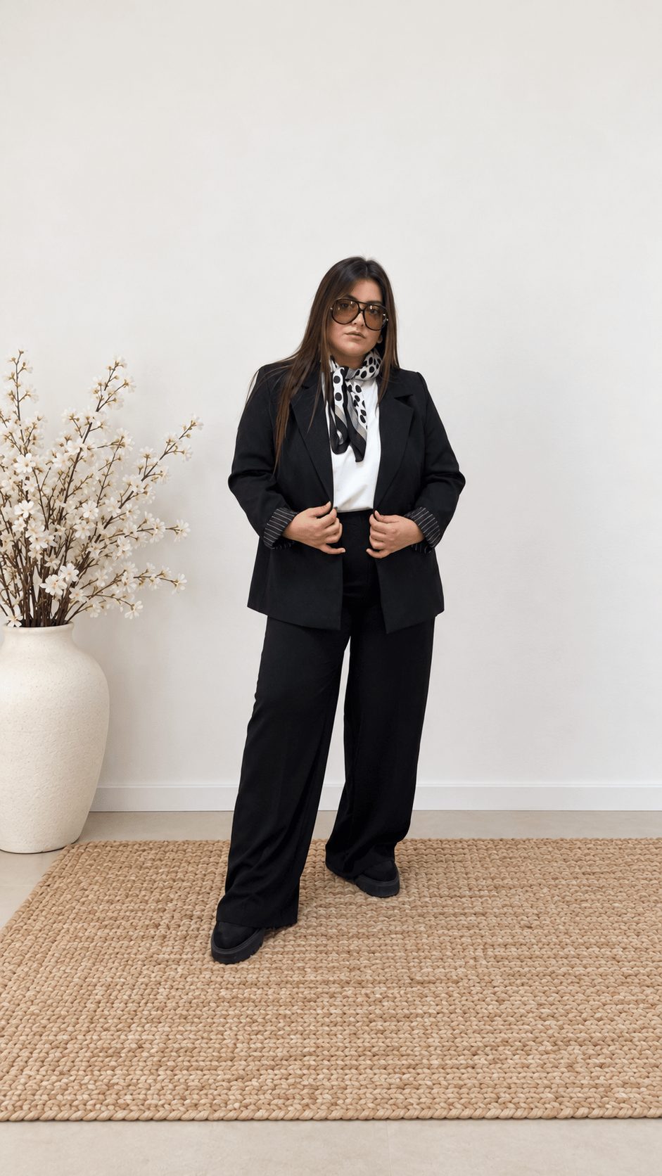 0919-Siyah Çizgili Astarlı Blazer Ceket 