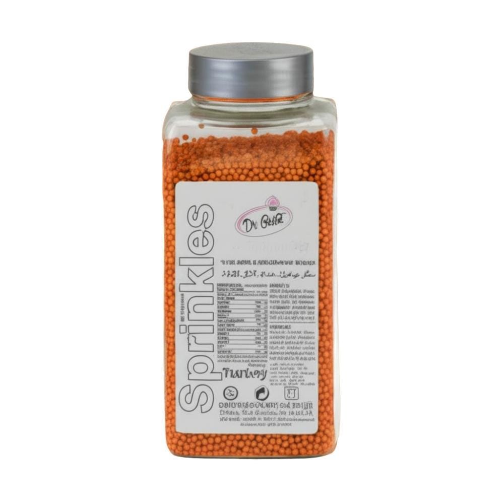 2 mm Turuncu Boncuk Şeker 250 g – Mini Pasta ve Tatlı Süsleme Şekeri