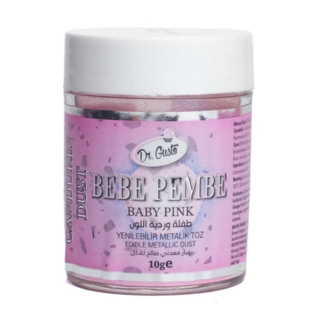 Bebe Pembe Metalik Toz Gıda Boyası 10 Gr – Pasta, Çikolata ve Dekor Ürünleri İçin Parlak Metalik Boya