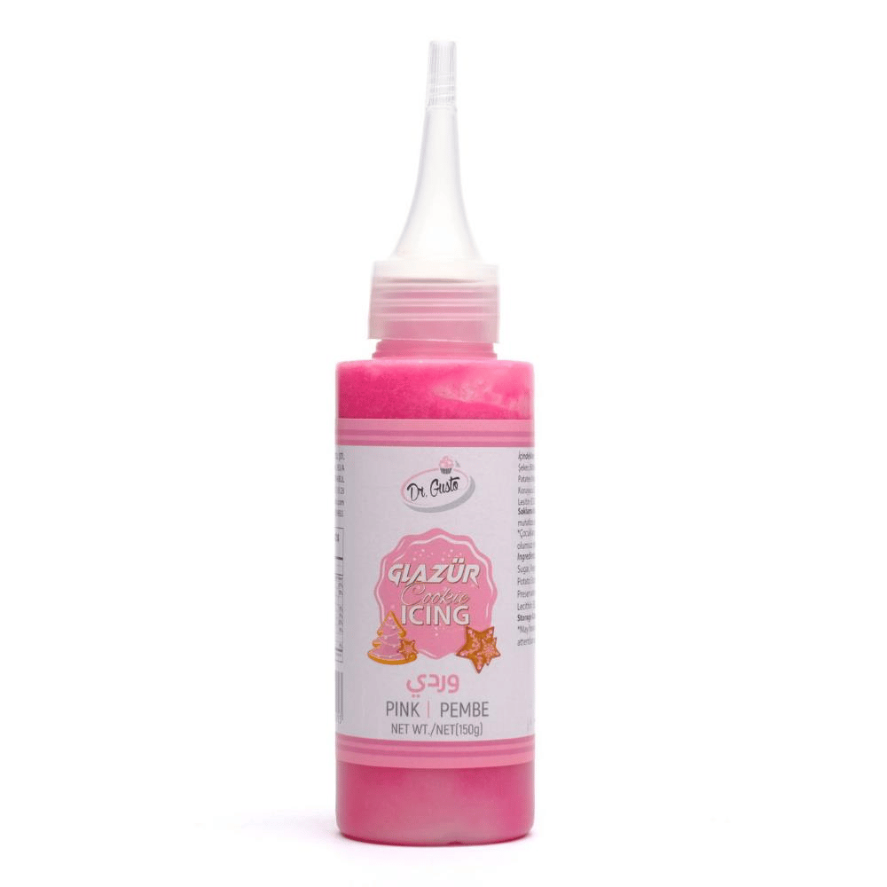 Glazür Cookie Icing Pembe 150 GR – Kurabiye, Cupcake ve Pasta İçin Kullanıma Hazır Şeker Glazürü
