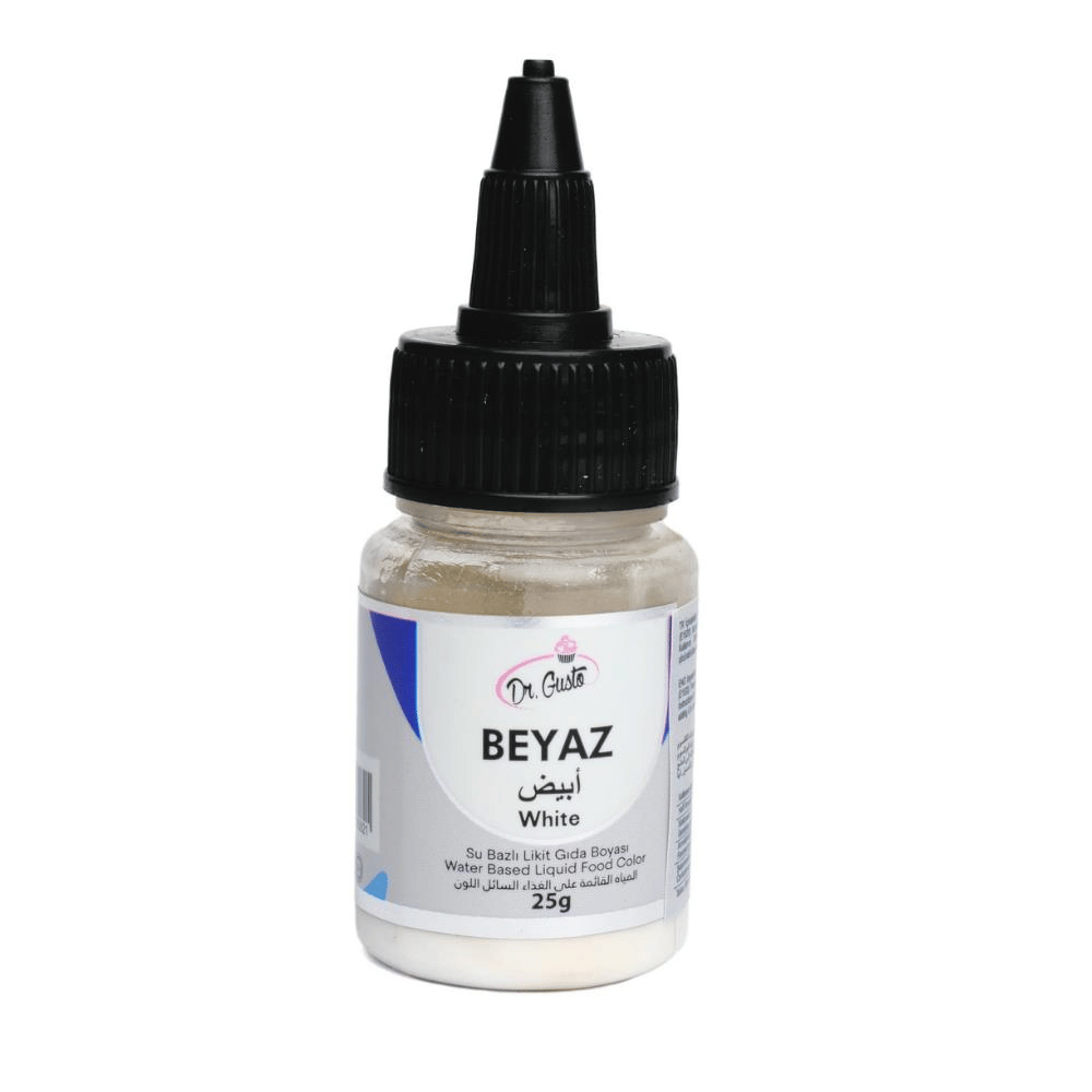 Su Bazlı Likit 25 Gr Beyaz Gıda Boyası – Pasta, Krem Şanti ve Şeker Hamuru İçin Kapatıcı Renk Boyası
