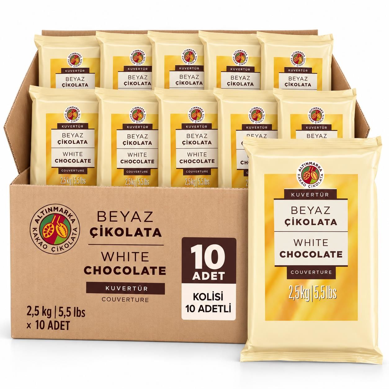 ALTINMARKAAltınmarka Beyaz Kuvertür Çikolata 2,5 Kg x 10 Adet