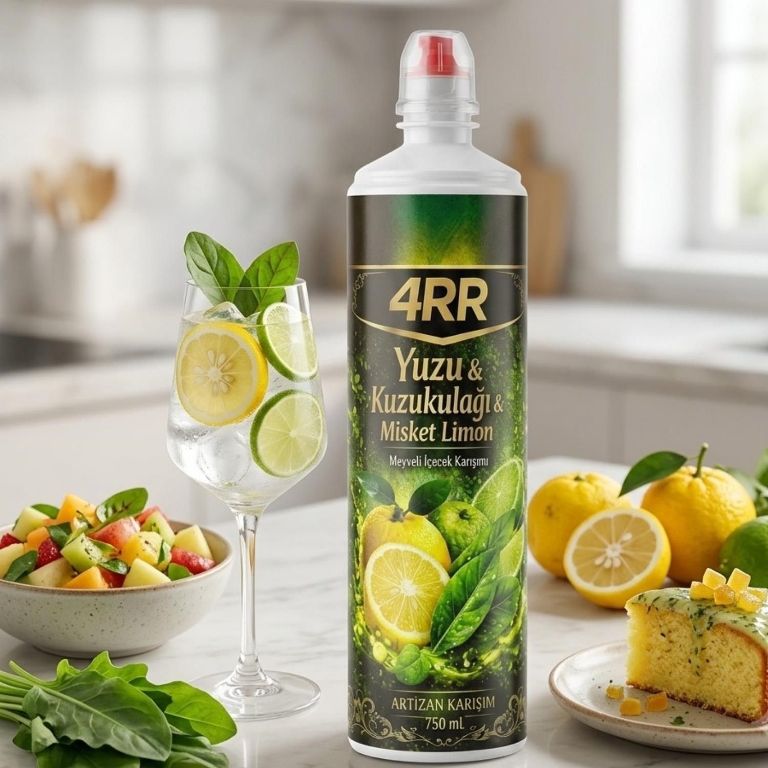 4RR Yuzu-Kuzu Kulağı & Misket Limon Aromalı Tropikal İçecek Karışımı 750 ml