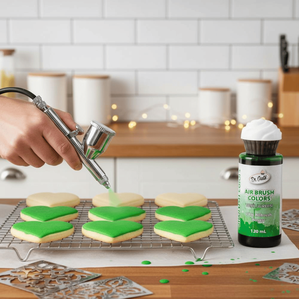 Airbrush Gıda Boyası Yeşil 120 ml – Pasta, Şeker Hamuru ve Fondan İçin Profesyonel Boya