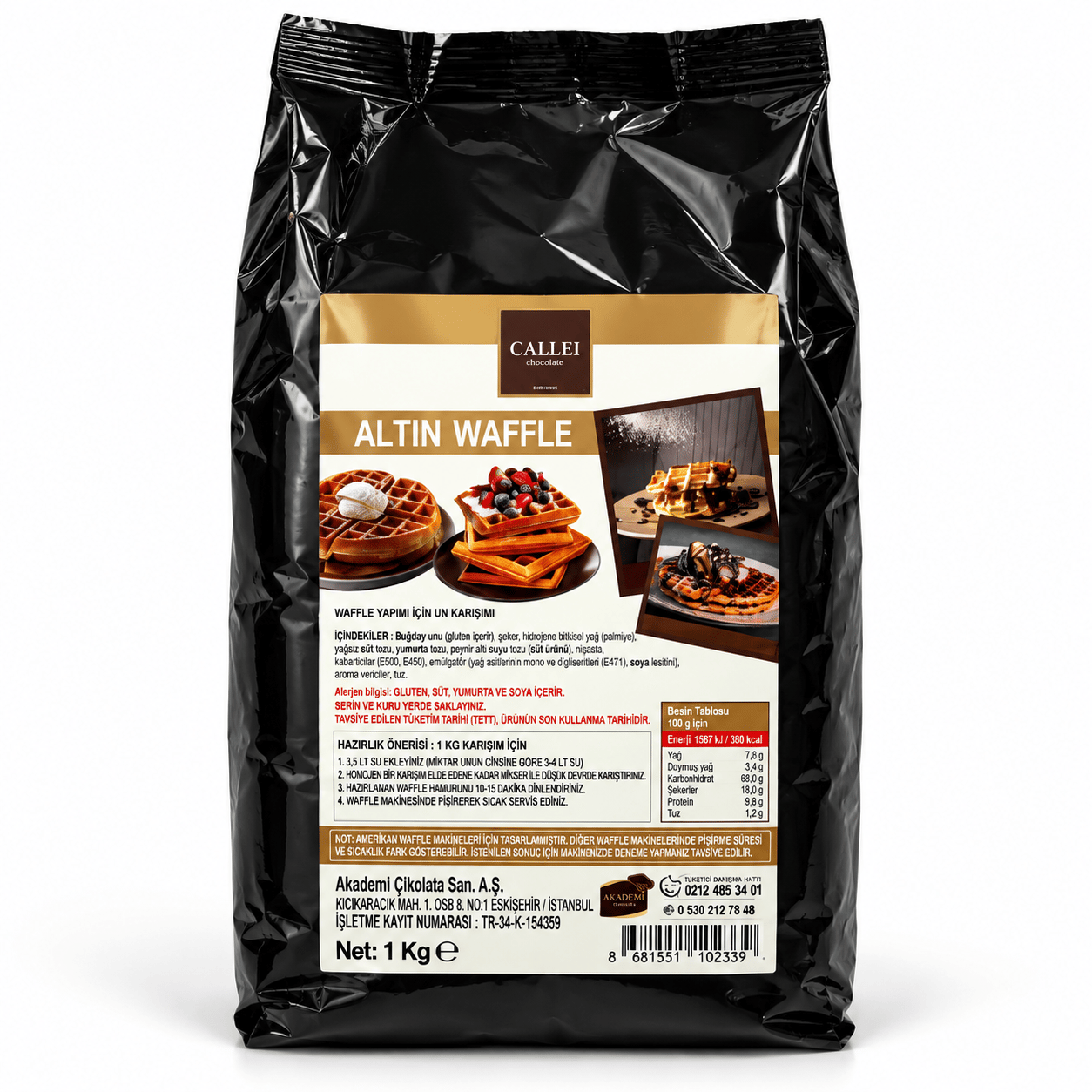 CalleiAltın Tarif Waffle Harcı 1 Kg x 12 Adet – Profesyonel Hazır Waffle Karışımı