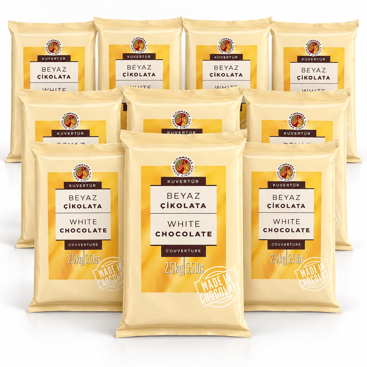 ALTINMARKAAltınmarka Beyaz Kuvertür Çikolata 2,5 Kg x 10 Adet