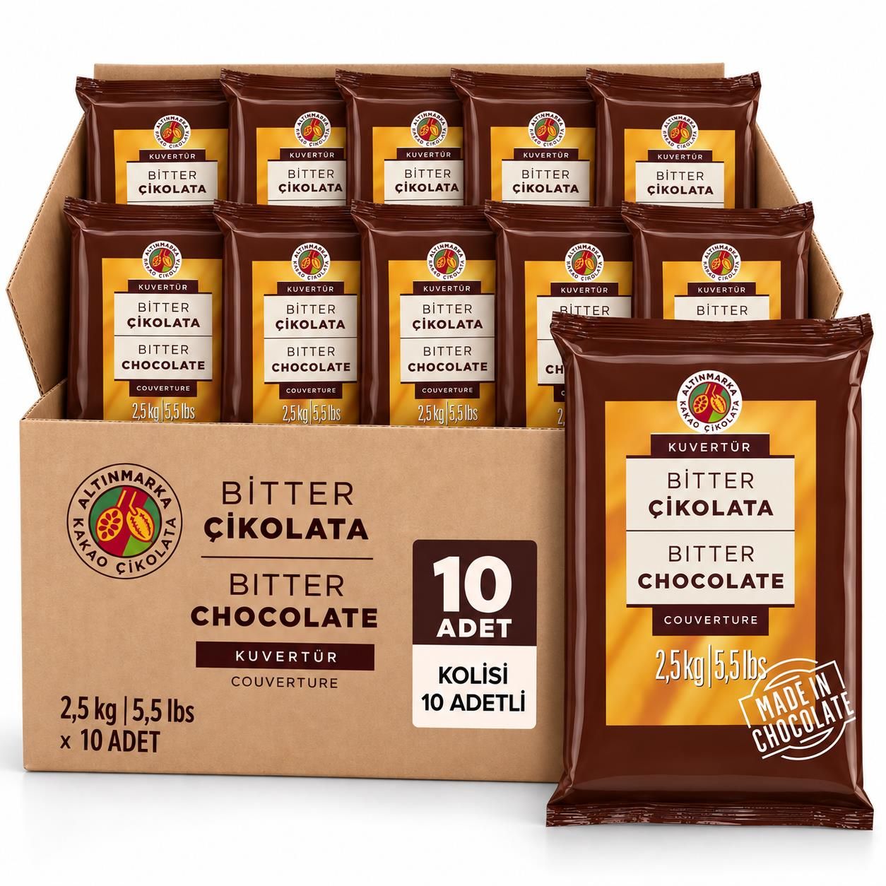 ALTINMARKAAltınmarka Bitter Kuvertür Çikolata 2,5 Kg x 10 Adet