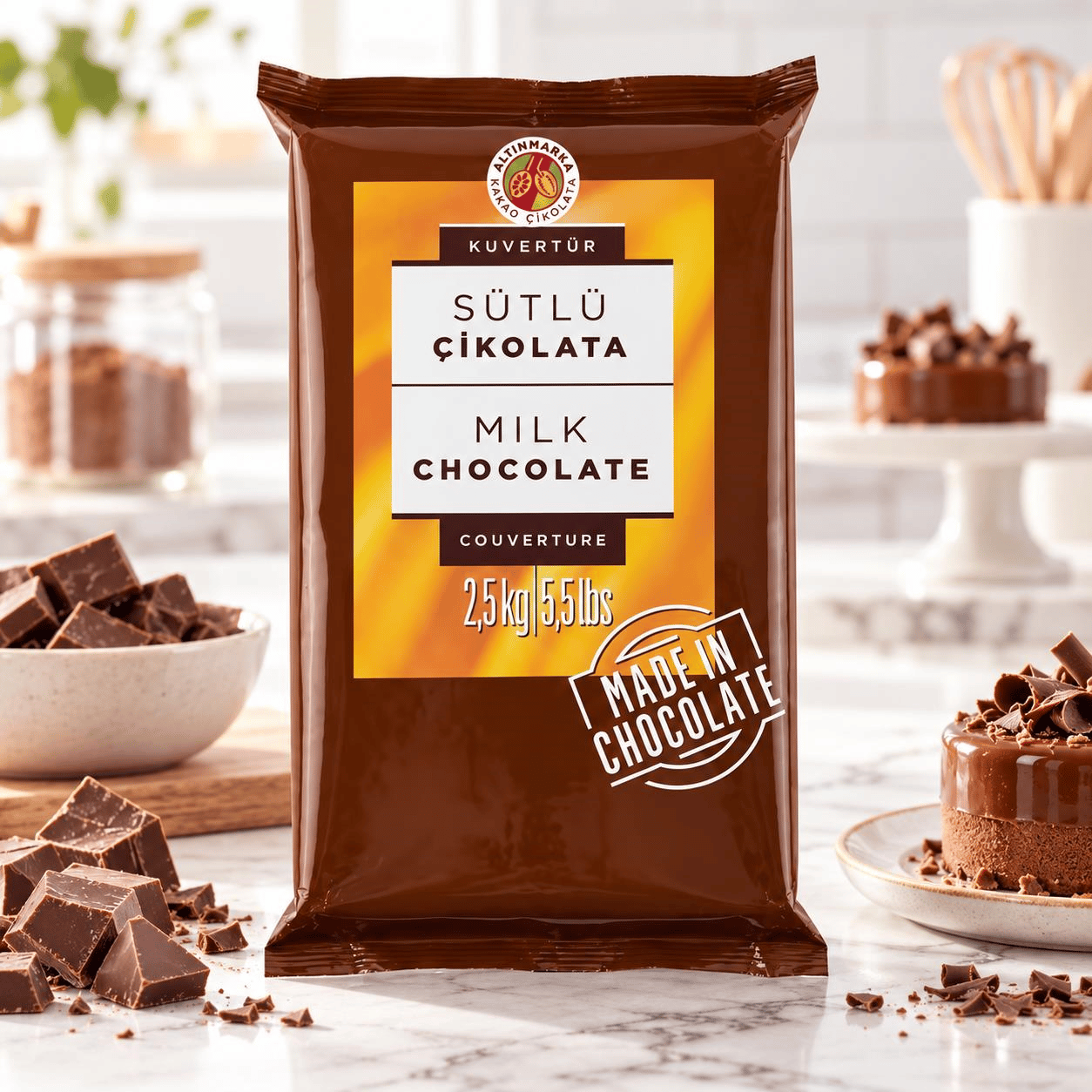 ALTINMARKAAltınmarka Sütlü Kuvertür Çikolata 2,5 Kg