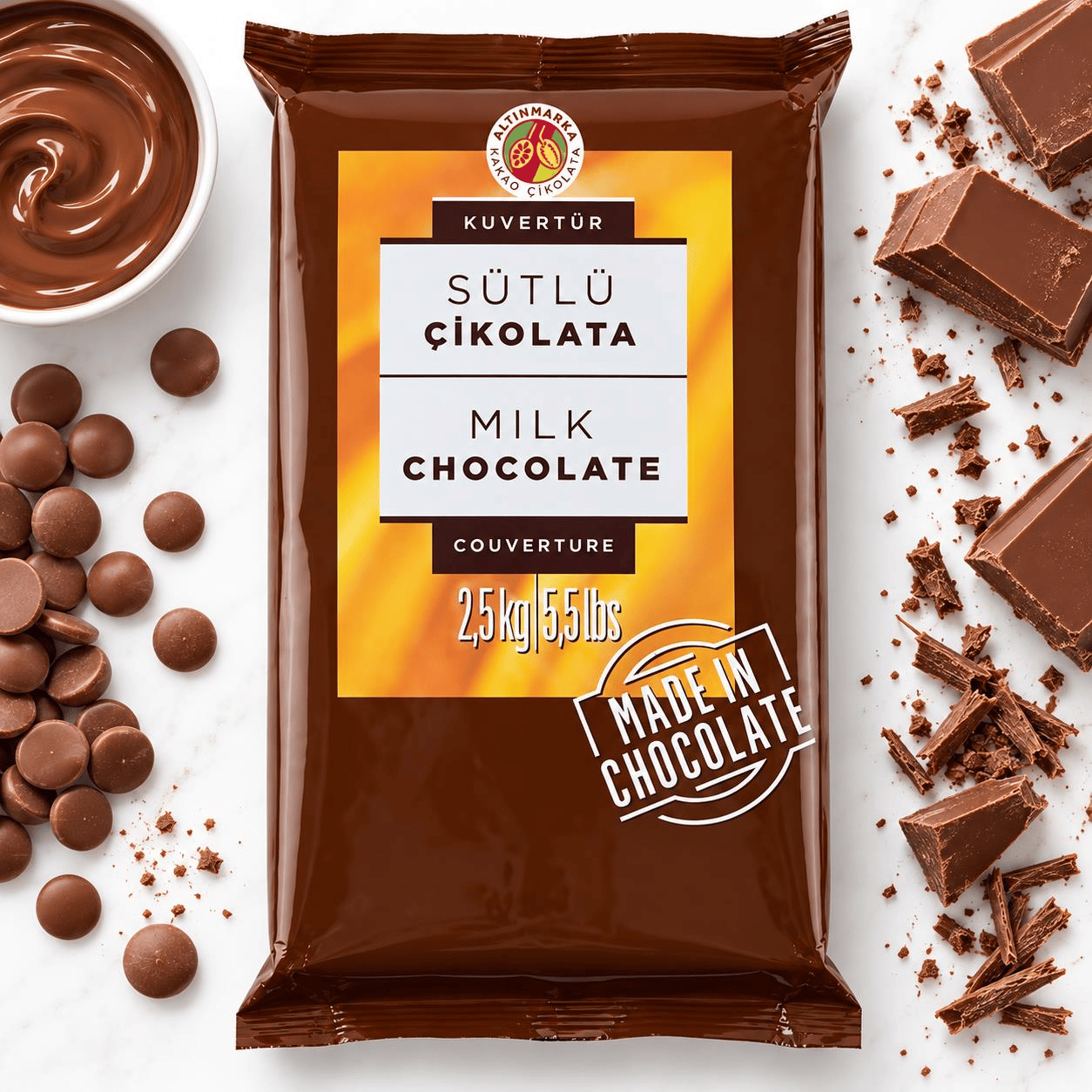 ALTINMARKAAltınmarka Sütlü Kuvertür Çikolata 2,5 Kg