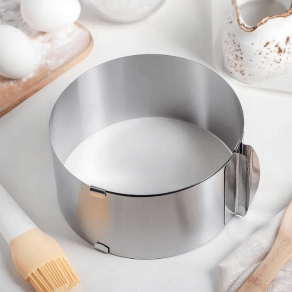 Ayarlanabilir Paslanmaz Çelik Yuvarlak Pasta Çemberi Ø15–30 cm | 9 cm Yükseklik
