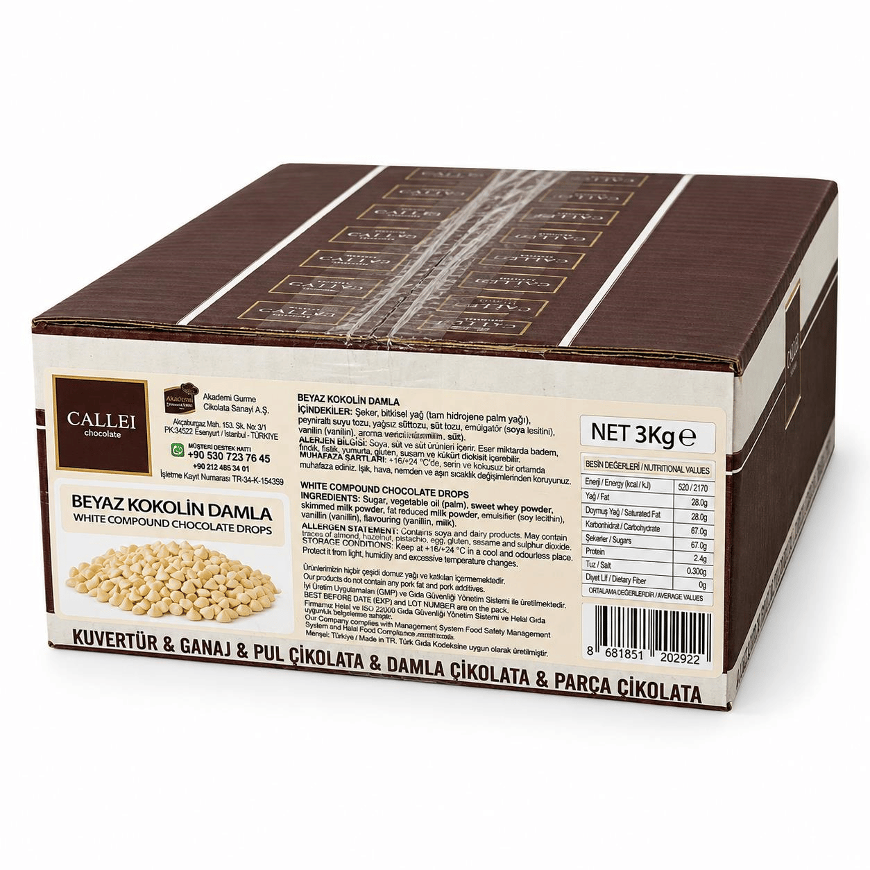 CalleiCallei Chocolate Beyaz Damla Çikolata 3 Kg