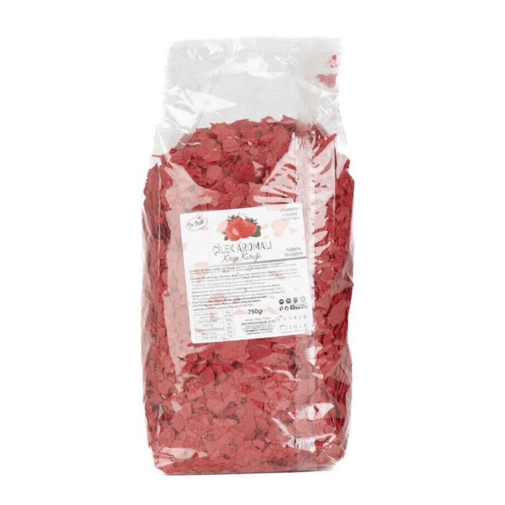 Çilekli Krep Kırığı 750 G – Pasta, Tatlı ve Dondurmalar İçin Çilek Aromalı Süsleme