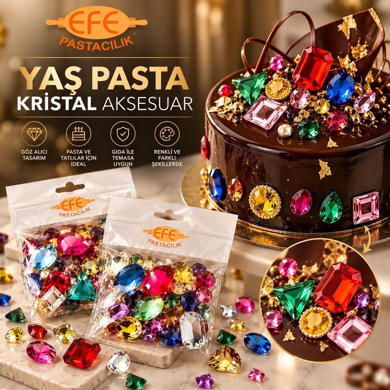 Efe PastacılıkEfe Pastacılık Kristal Pasta Süsleme Taşları