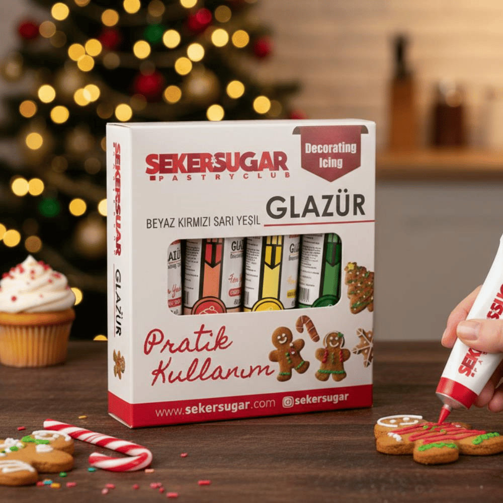 Glazür 4’lü Süsleme Seti 40 g – Beyaz, Kırmızı, Sarı, Yeşil | Pasta ve Kurabiye Dekoru