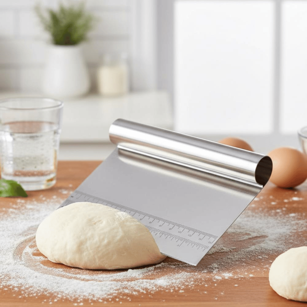Hamur Kazıyıcı & Kesici 15 cm | 1. Kalite Ölçü Cetvelli Profesyonel Hamur Spatulası