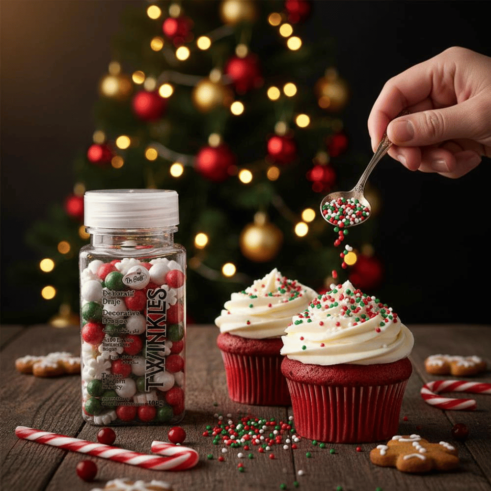 Kırmızı Yeşil Cupcake ve Pasta Süsleme Şekeri 100 g – Dekor Şekeri