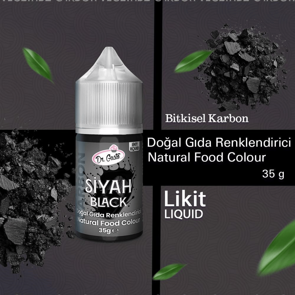 Likit Siyah Doğal Gıda Boyası 35 g – Bitkisel Kaynaklı, Pasta ve Tatlılar İçin Katkısız Sıvı Renk Boyası